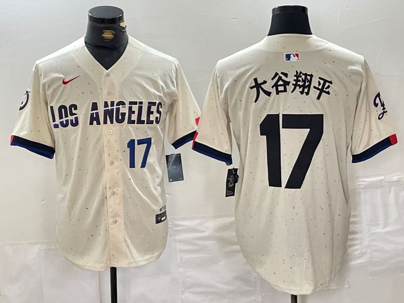 Men Los Angeles Dodgers #17 Ohtani Cream Fashion Nike Game MLB Jersey style 2